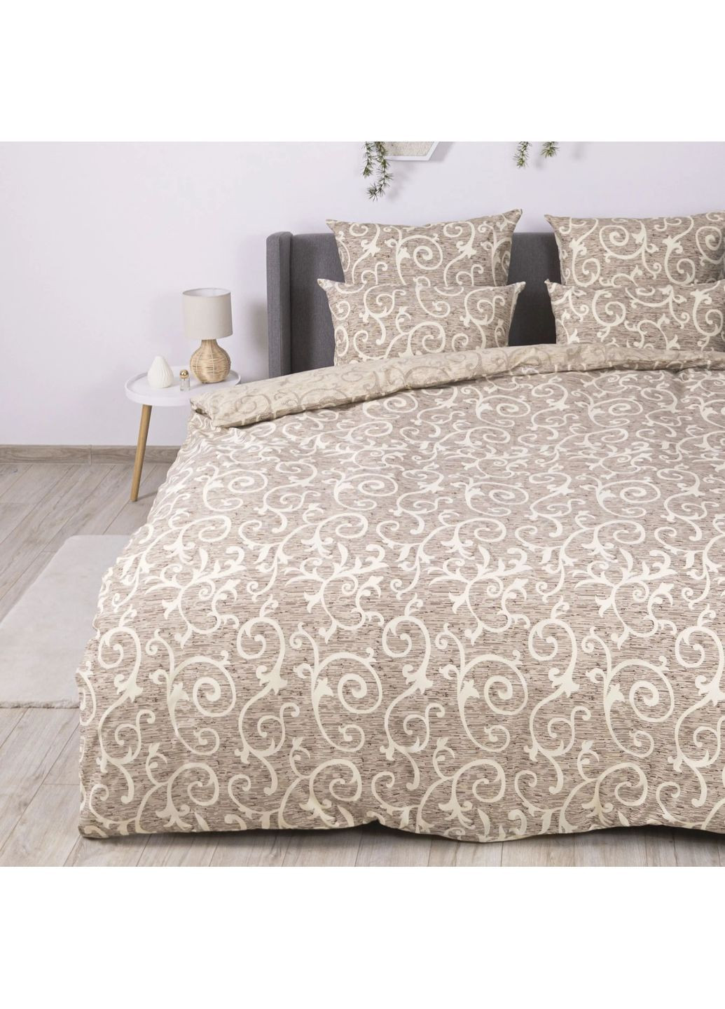 Полуторный комплект постельного белья Бязь с наволочками 70*70 см, 115 гр/м2 Beige and White Бежевый (18980150215) ТЕП (365851835)