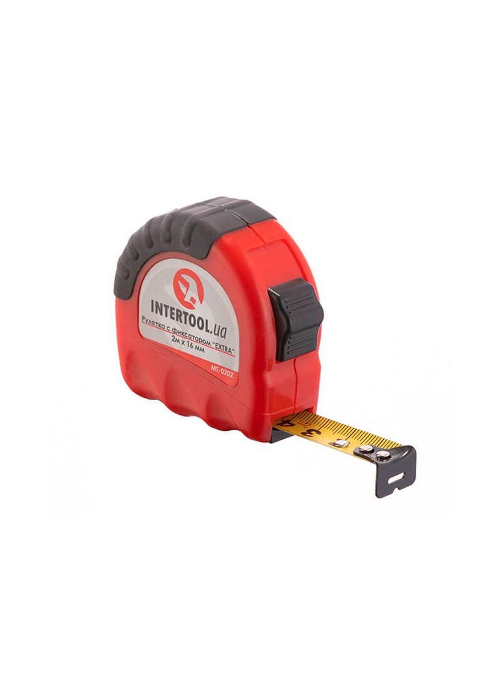 Рулетка вимірювальна 2 м х 16 мм металева з гумовими вставками для точних вимірювань Intertool (332205796)