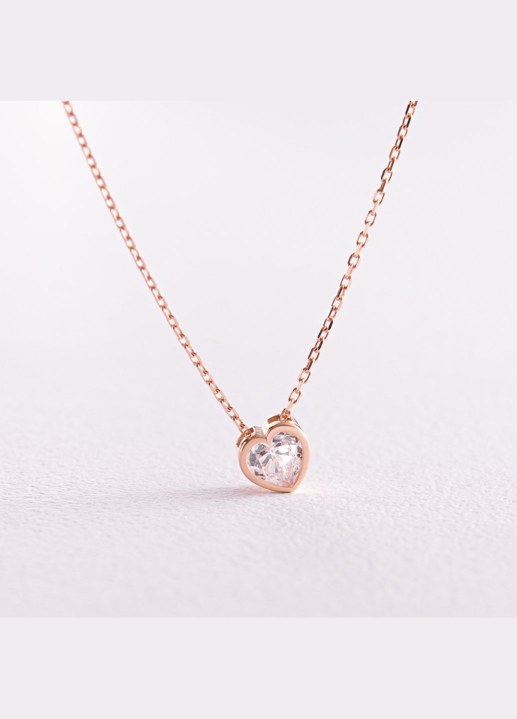 Колье Сердечко с фианитом (красное золото) кол02297 45 Oniks (264393081)