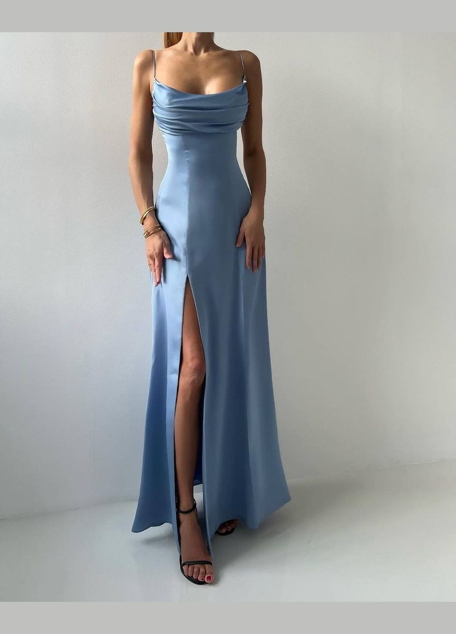 Голубое кэжуал платье INLABEL однотонное