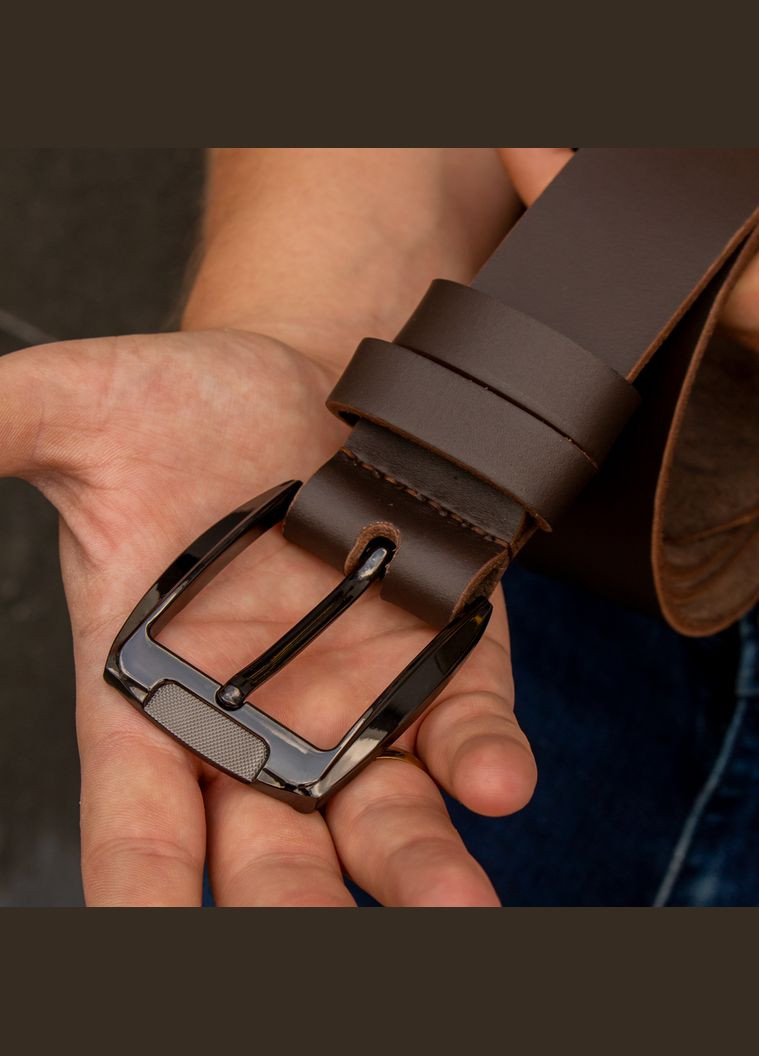 Ремінь шкіряний коричневий з чорною пряжкою SD Leather (357489777)