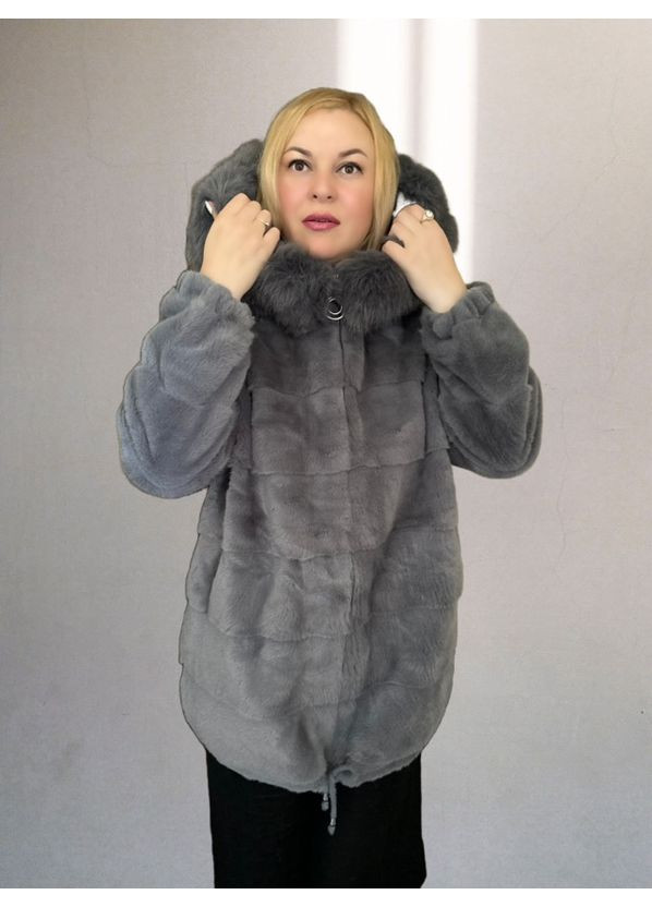 Женская шубка из эко меха с капюшоном и съемной опушкой Value Plus (358655682)