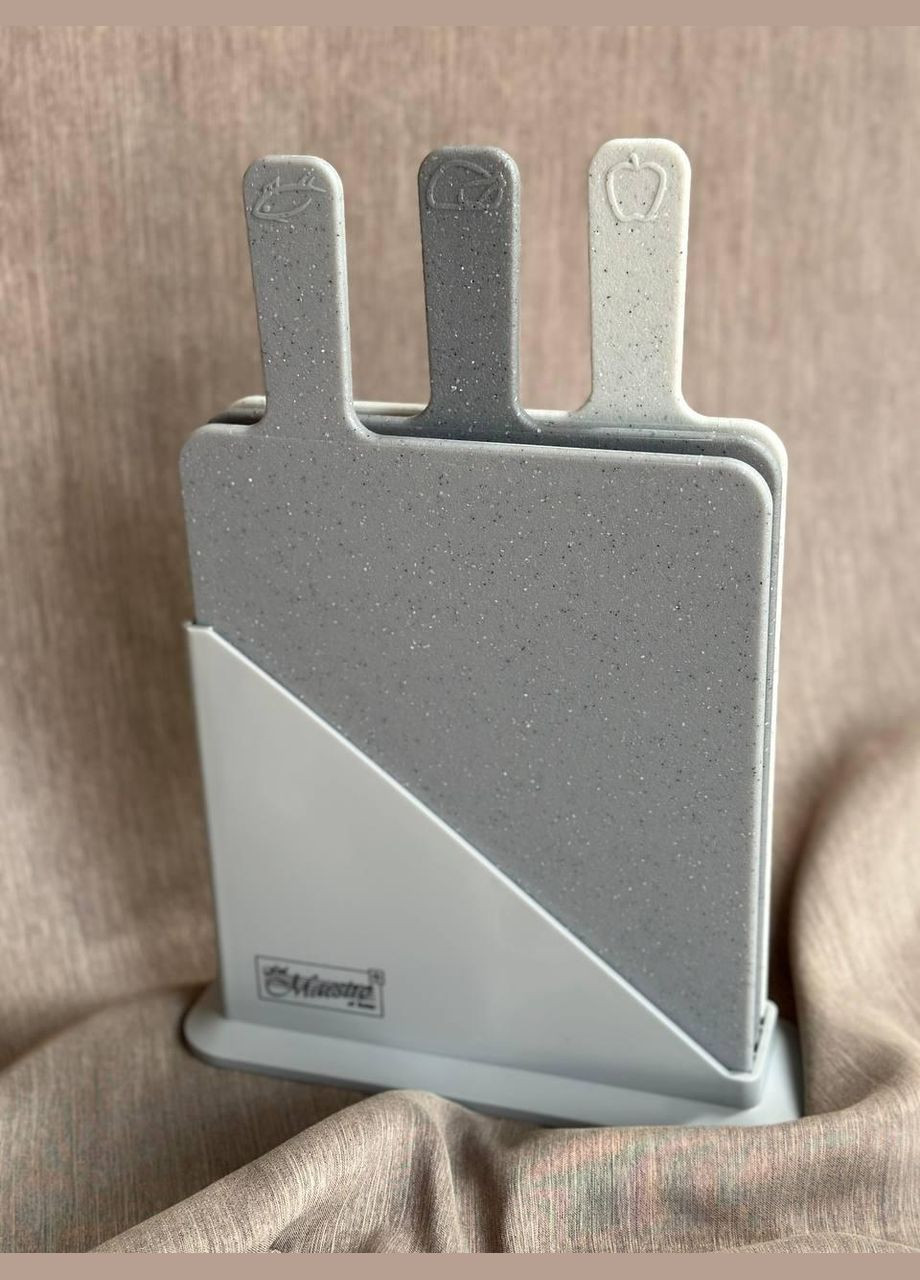 Набор из четырех разделочных досок MR-1787G доски разделочные пластиковые на подставке Кухонная утварь Maestro (306447654)