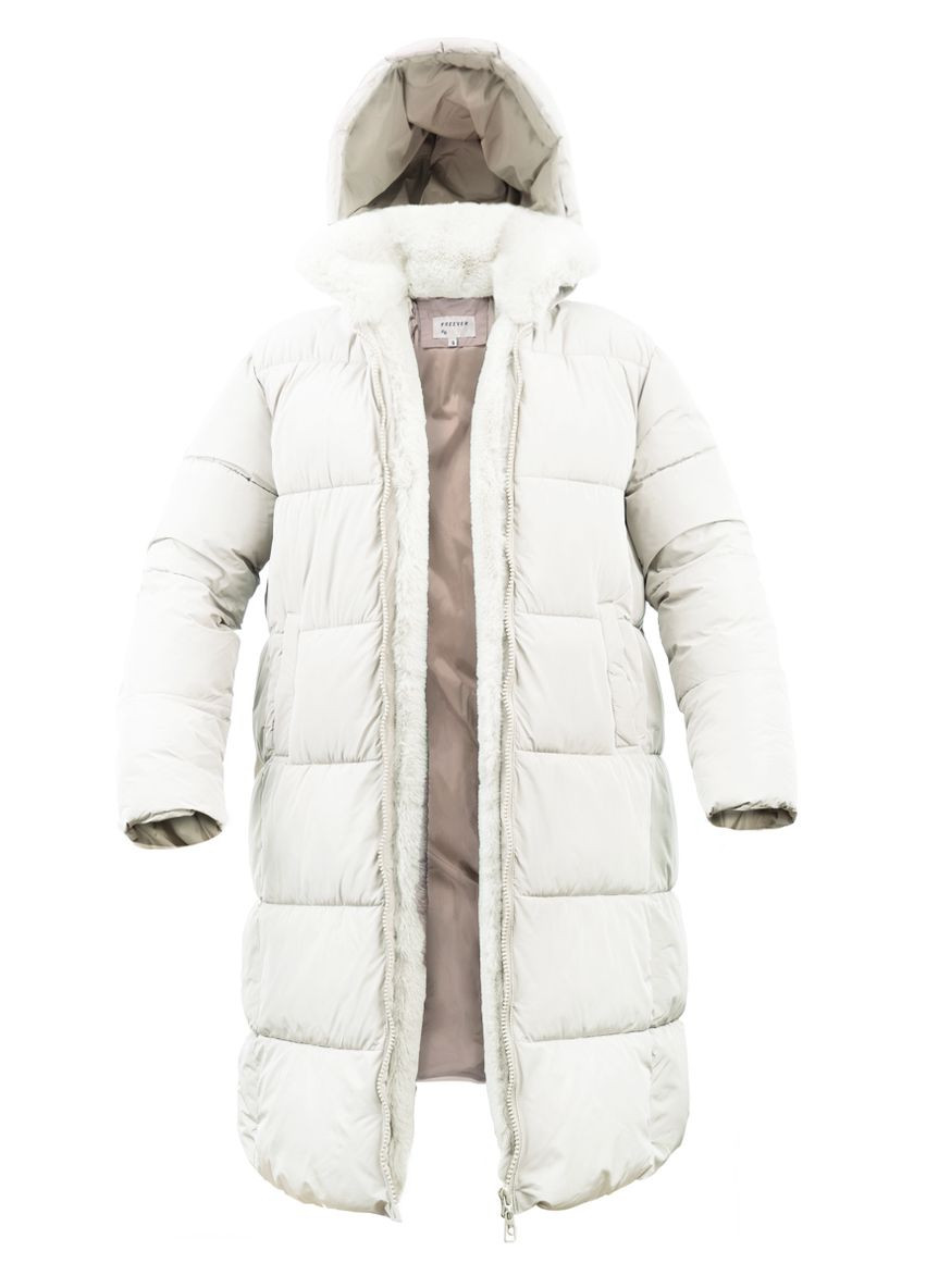 Молочне зимнє Пальто жіноче UF 20807 молочне Freever