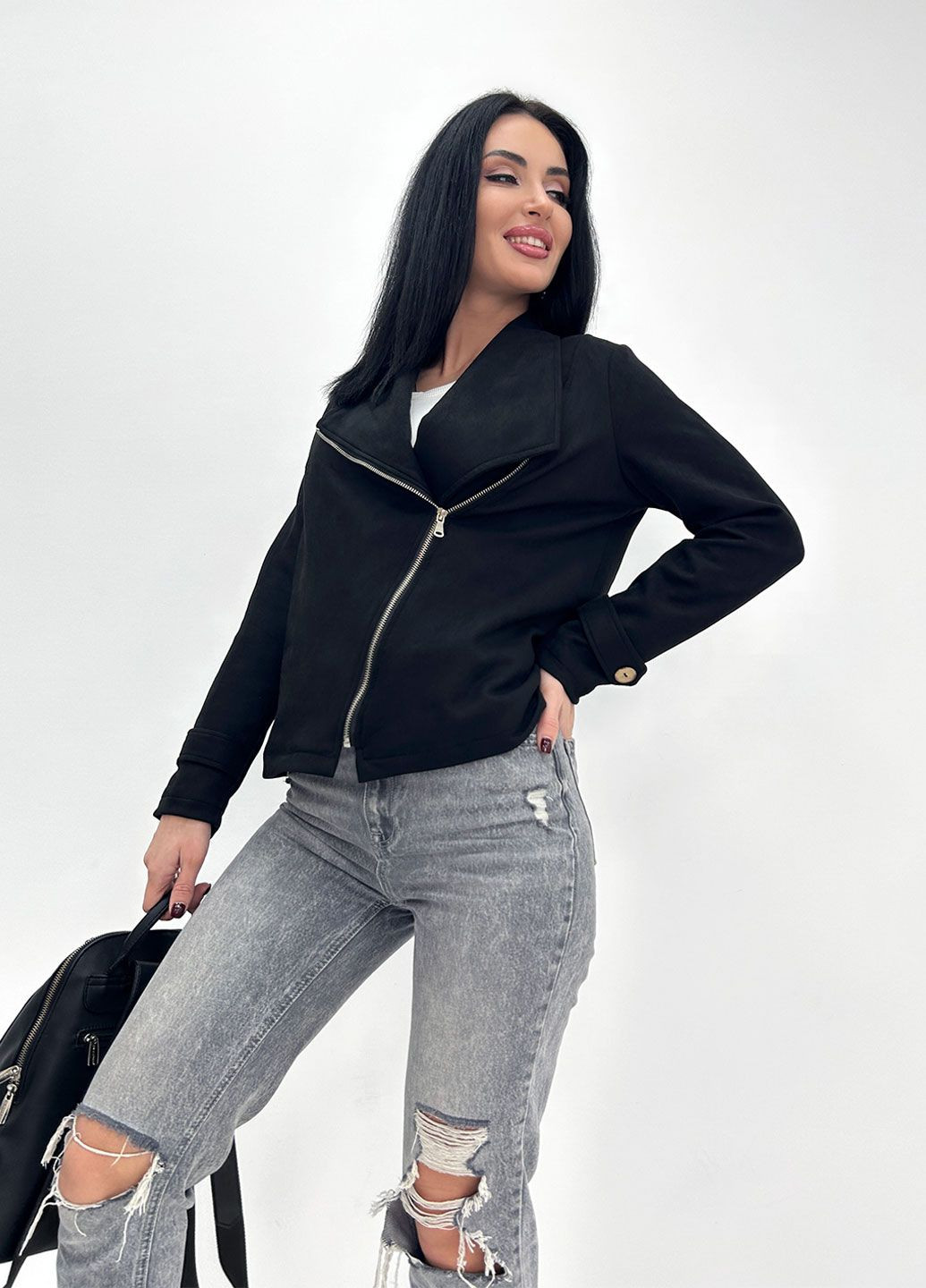 Чорна куртка-жакет косуха Fashion Girl Nessa