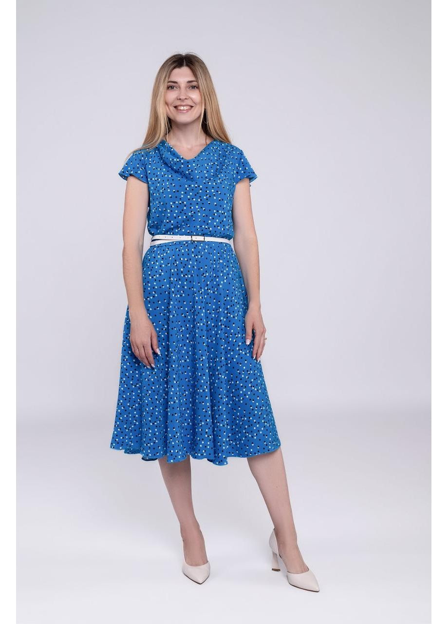 Синя плаття бавовна віскоза принт міді 52 бежева Nita