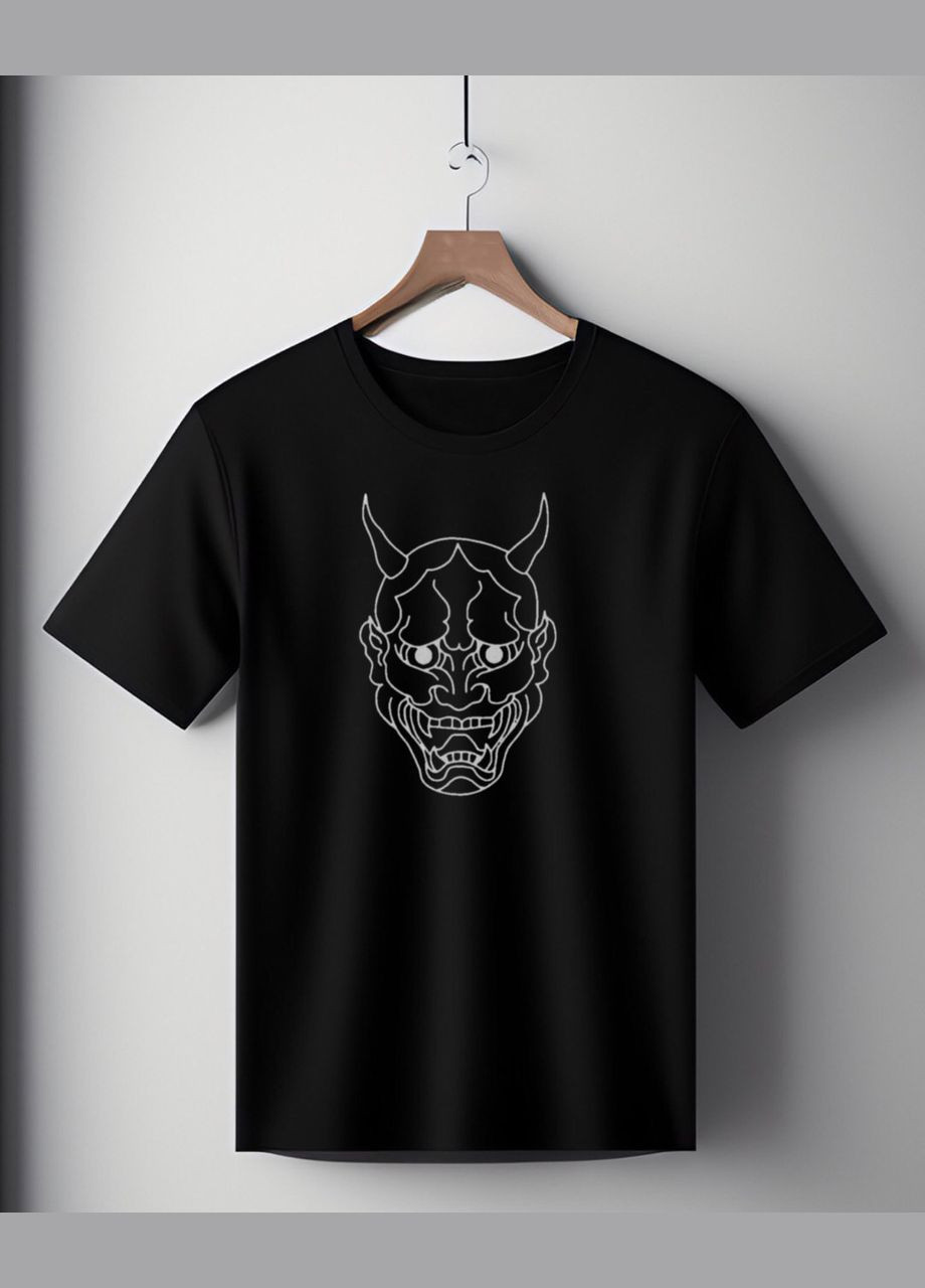 Футболка чорна оверсайз унісекс з принтом " демон Хання, Hannya " Handmade (308245111)