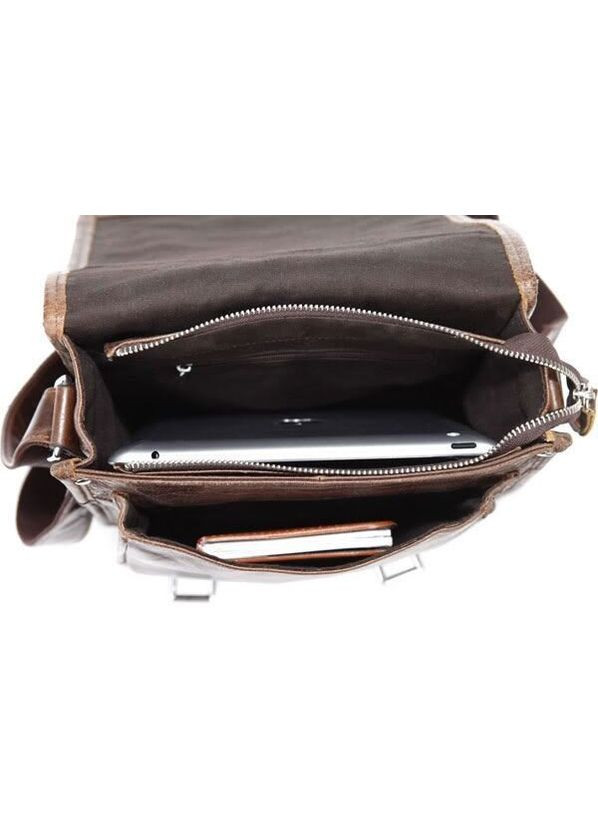 Кожаная сумка кросс боди мужская мессенджер через плечо коричневая 14093 Vintage (329196789)