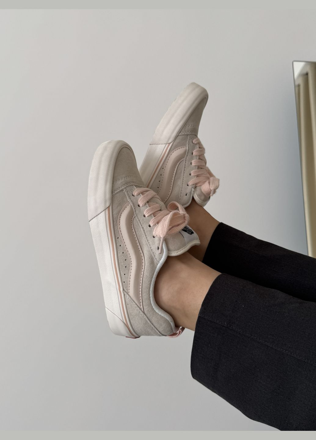 Кроссовки женские Vans KNU Skool beige pink | Ванс КНУ Скул бежевые розовые No Brand бежевые демисезоны (316231455)