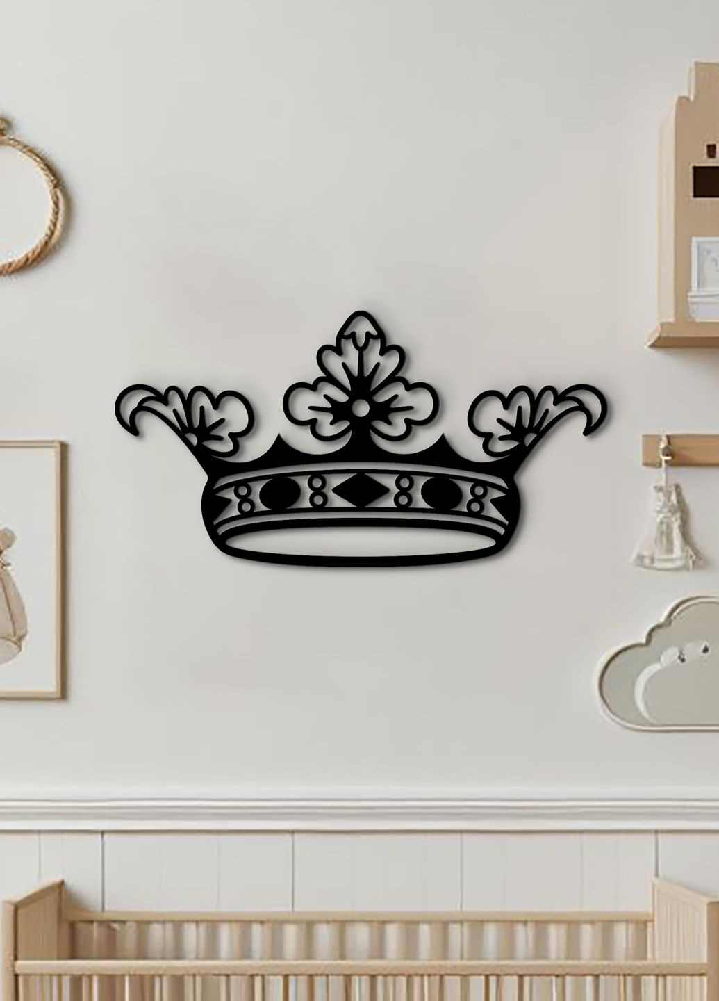 Картина на стену, деревянный декор для дома "Корона королевы", декоративное панно 80х40 см Woodyard (292114106)