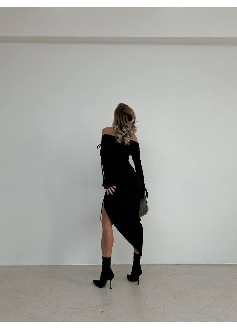 Чорна ділова, кежуал сукня No Brand однотонна