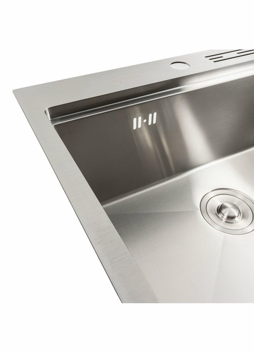 Кухонна мийка нержавійка 60х50 Handmade з підставкою для ножів (сифон круглий, 3,0/0,8) Platinum (342072143)