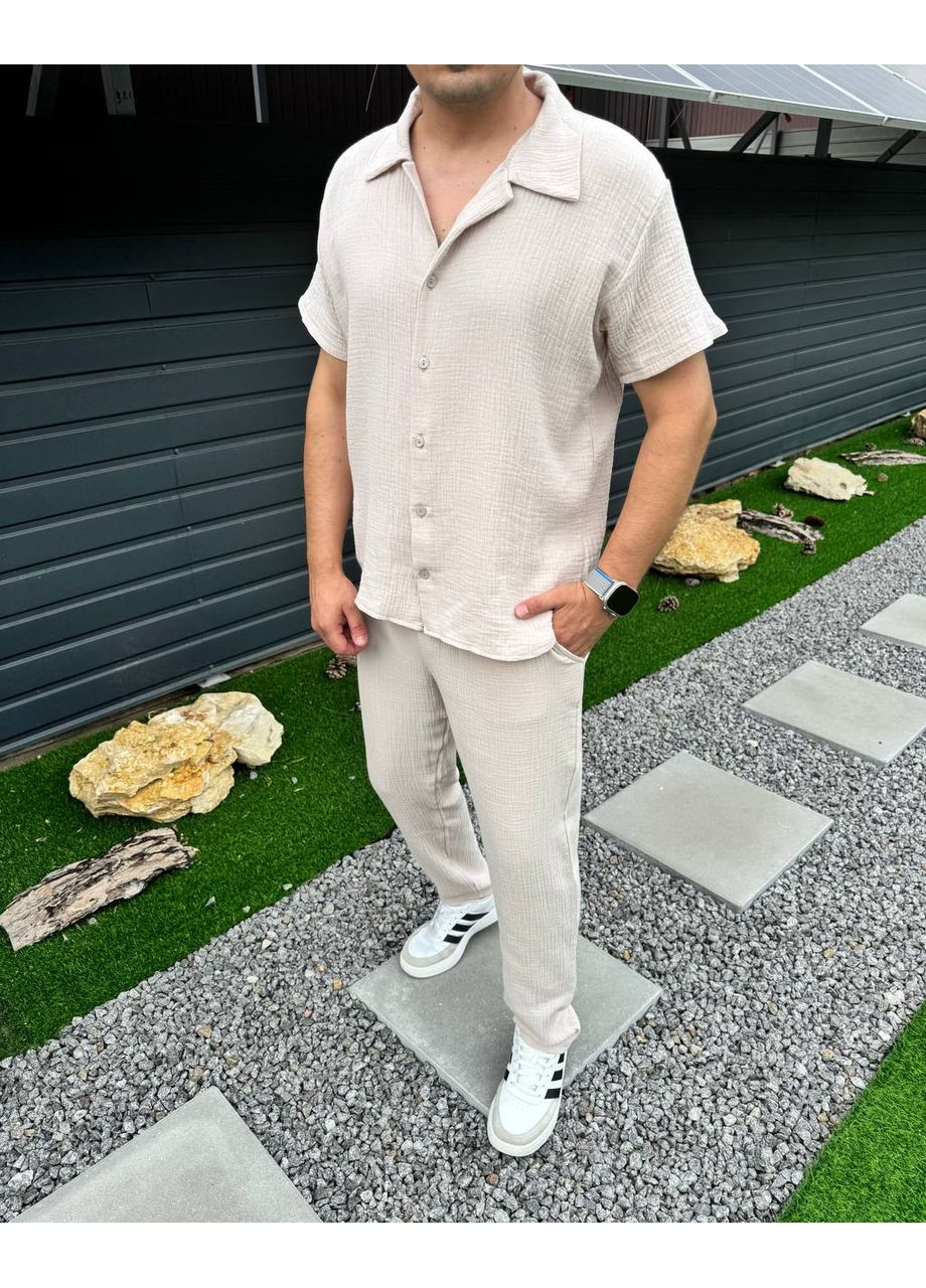 Бежевый летний костюм DK/DL Мода без кордонів