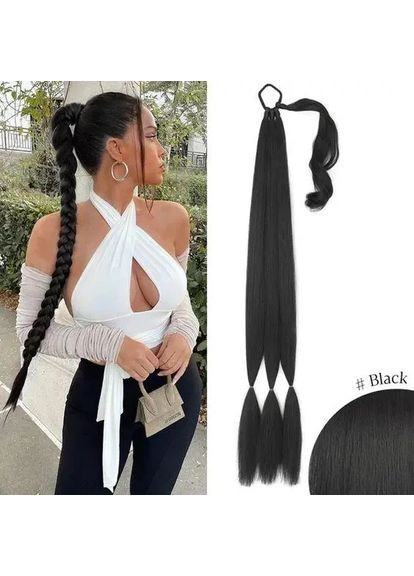 Накладная черная коса 80 см на резинке накладной плетеный хвост косичка шиньон No Brand (361258917)