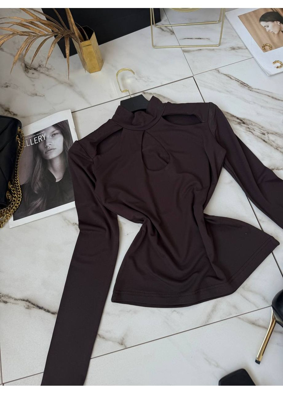 Коричневый женский лонг с вырезами No Brand Р1559-7077