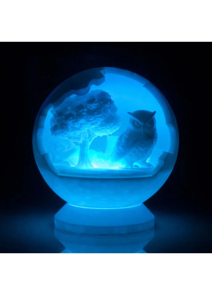 LED ночник шар с совой 3D печать Марти, декоративная лампа с пультом, ночник 10×8 см No Brand (397572626)