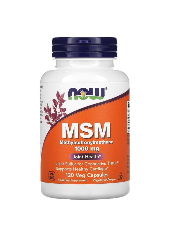 МСМ 1000 мг MSM сера для здоровья суставов 120 растительных капсул Now Foods (283618059)