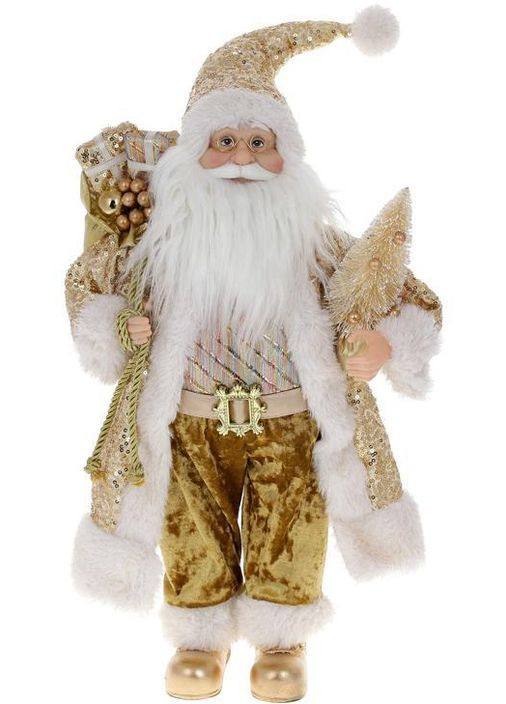 Новорічна фігура "Санта Клаус з Подарунками та Ялинкою" 45см, золотий з паєтками. BonaDi (329898799)