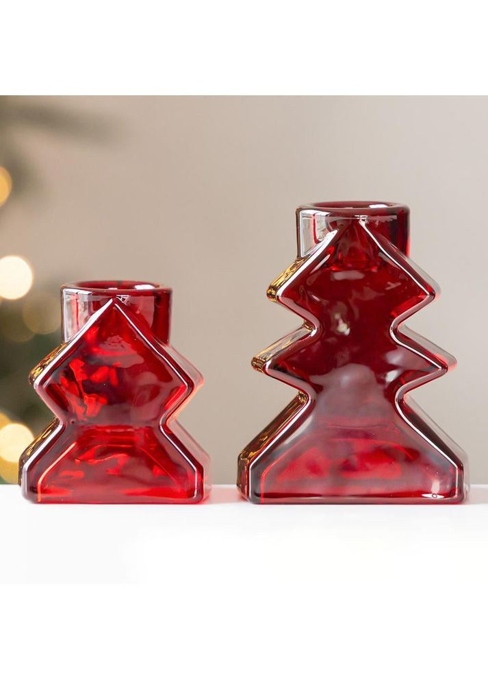 Набір з 2 підсвічників Ялинка, червоний, 8,5х7 см (2 набори) ELISEY (366215063)