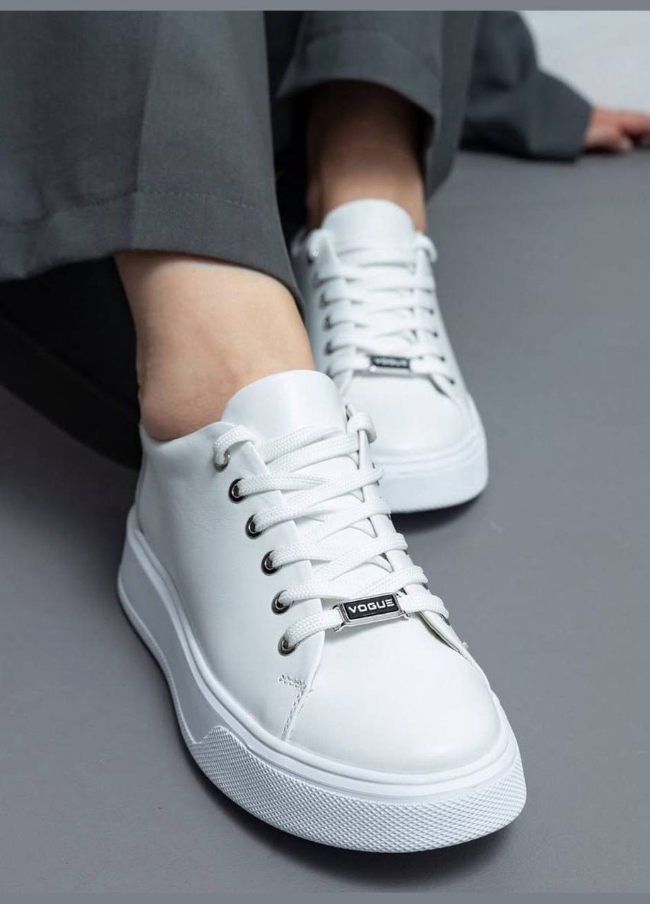 Білі жіночі кеди базові білі з натуральної шкіри (1983) No Brand