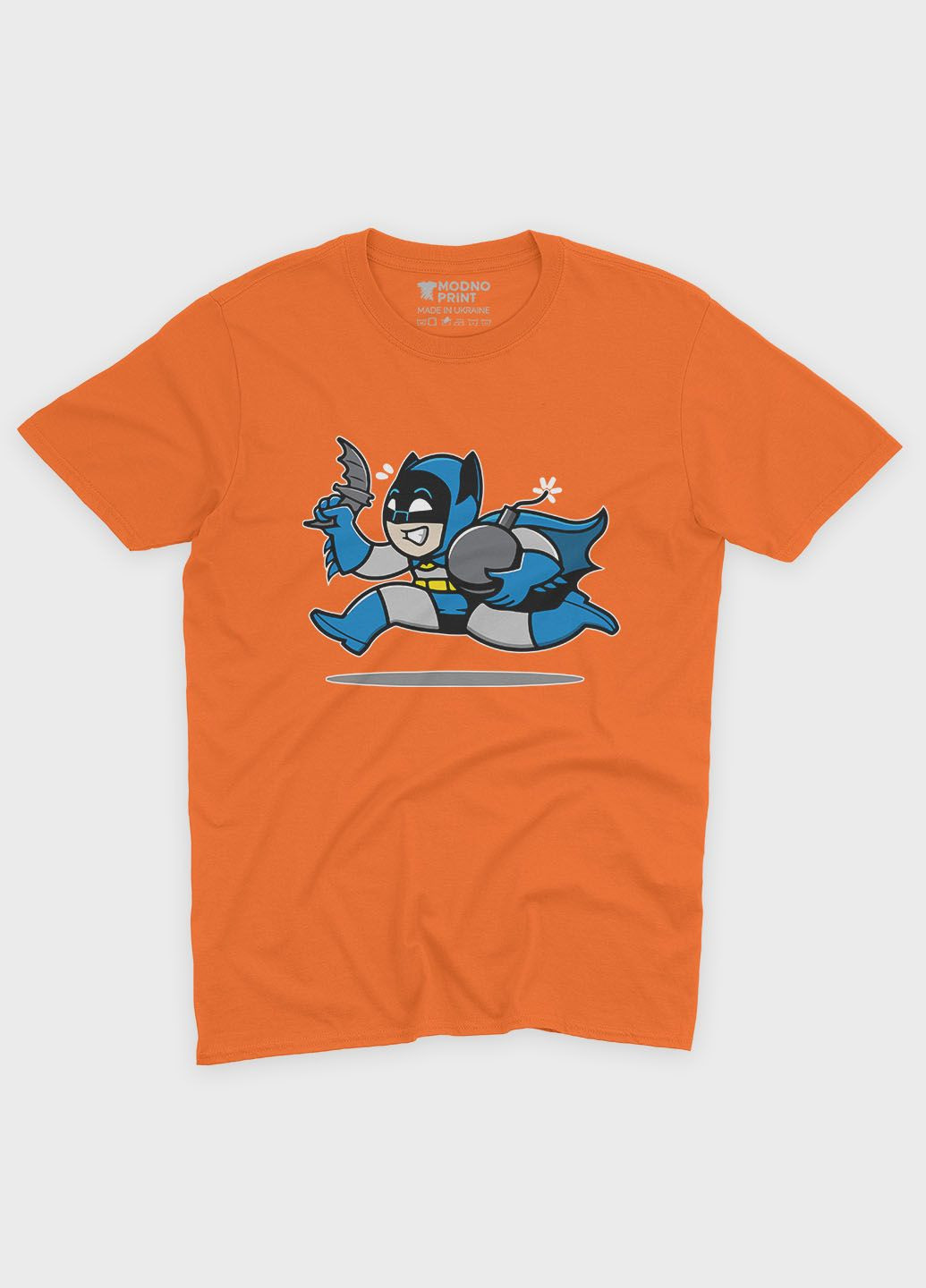 Оранжевая демисезонная футболка для мальчика с принтом супергероя - бэтмен (ts001-1-ora-006-003-033-b) Modno