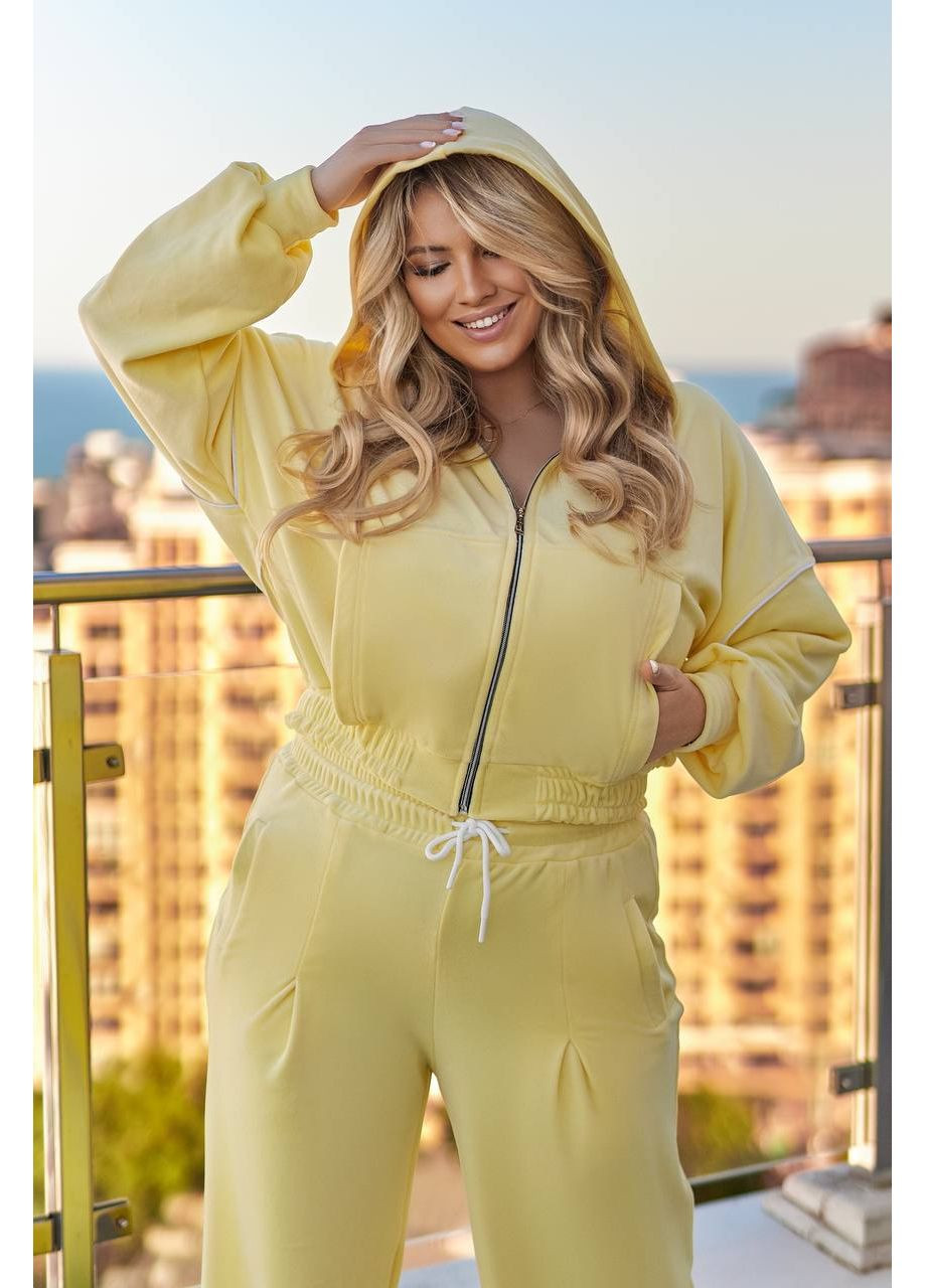Красивый лимонного цвета плюшевый костюм из турецкого велюра No Brand 452-2 (358932309)