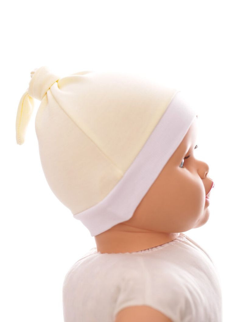 Шапка з вузликом інтерлок світло-жовта 0м+ (50144) BABYKROHA (317042728)