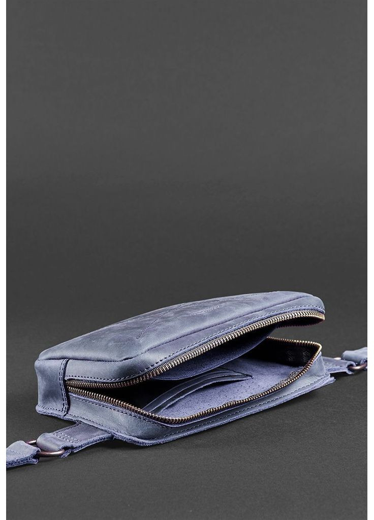 Кожаная поясная сумка Dropbag Mini синяя BlankNote поясна сумка (348359355)