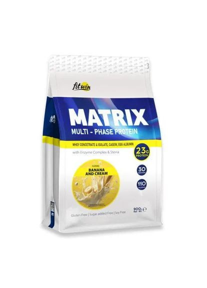 Комплексний протеїн Matrix Multi-Phase Protein 77% білка 0.9 кг Банан і вершки FitWin (361118860)