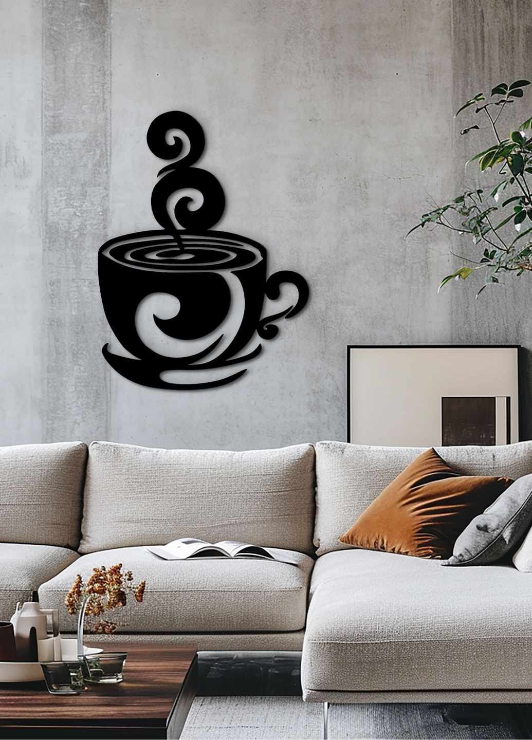 Современная картина на кухню, деревянный декор для дома "Кофе на двоих", декоративное панно 80х60 см Woodyard (291842414)