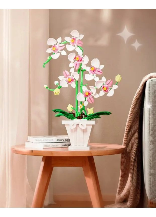3D конструктор «Біла орхідея» для дітей і дорослих, 718 деталей, пластиковий, декоративна квітка-декор, розвивальний набір No Brand (364191309)