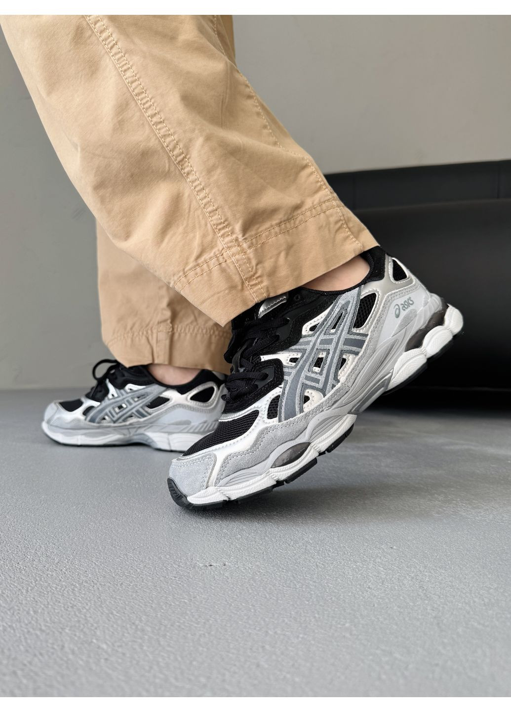 КРОССОВКИ ЖЕНСКИЕ ASICS GEL-NYC BLACK / GREY АСИКС ГЕЛЬ НЮК No Brand серые демисезоны (368861881)