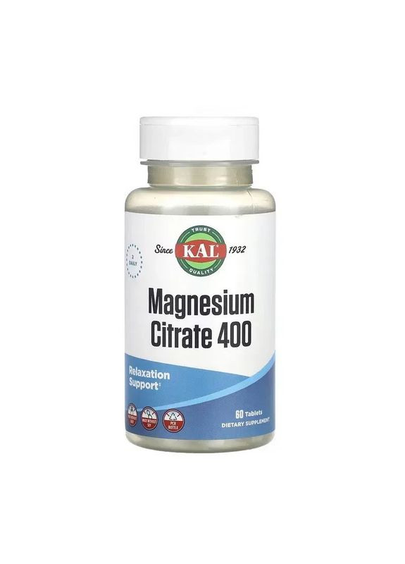 Цитрат магния (Magnesium Citrate) 400 мг 60 таблеток KAL (369164460)