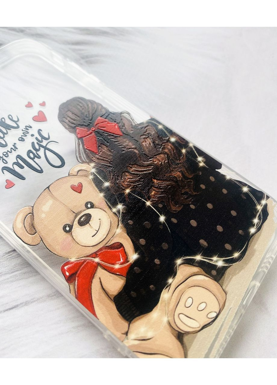 Прозорий чохол на Xiaomi 11T Дівчина з ведмедиком (принт 188) Creative (359483904)