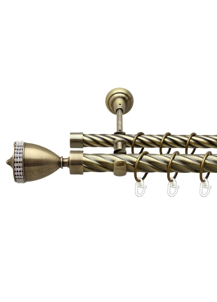 Карниз Этерния металлический двухрядный открытая скрученная труба Антик 25\19 мм 300 см (00-00017884) ORVIT (300688506)