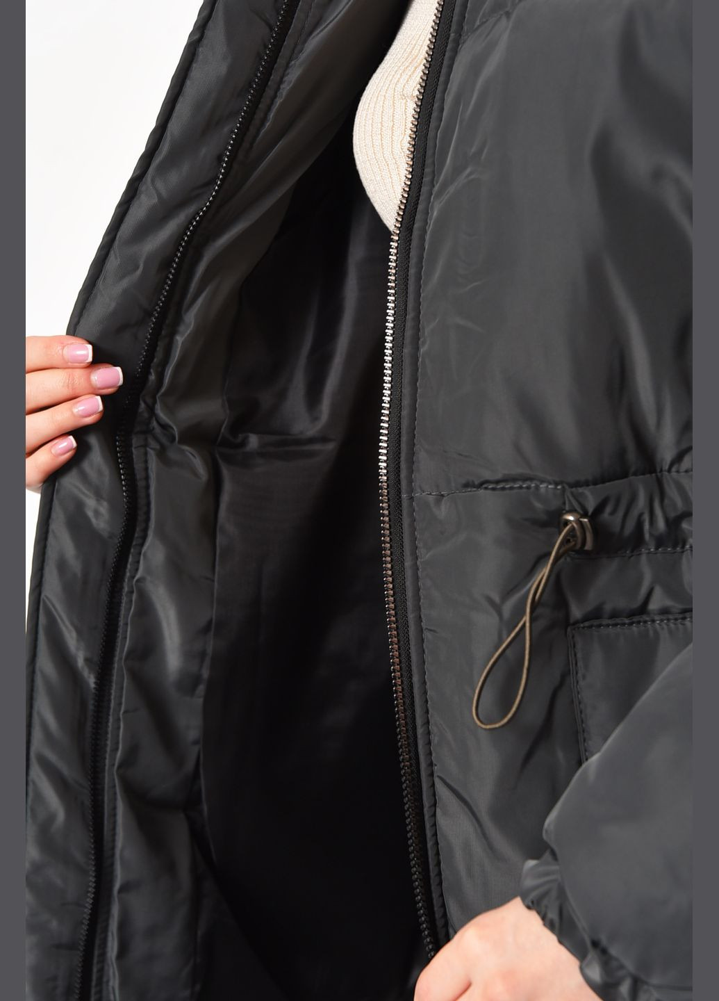 Серая демисезонная куртка женская демисезонная серого цвета Let's Shop