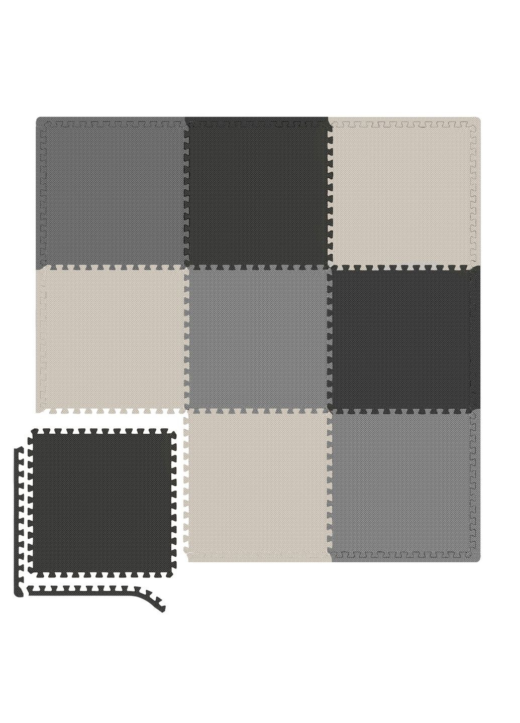 Мат-пазл EVA 1см HS-A010PM - 9 частин чорний/білий/сірий Hop-Sport (301865723)