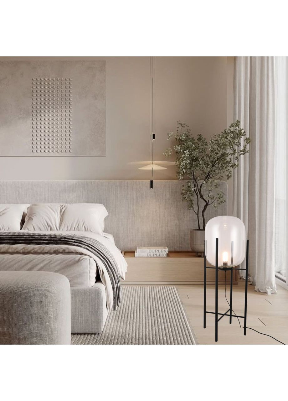 Торшер дизайнерский 103см с прозрачным плафоном (909-XLL05F BK+CL) No Brand (370071717)