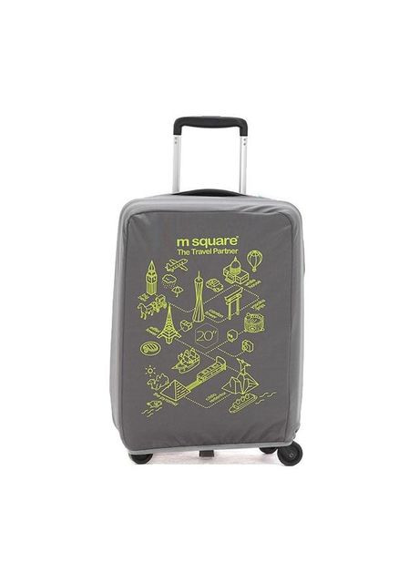 Чохол на валізу (S) (сірий з принтом) M Square (298410188)