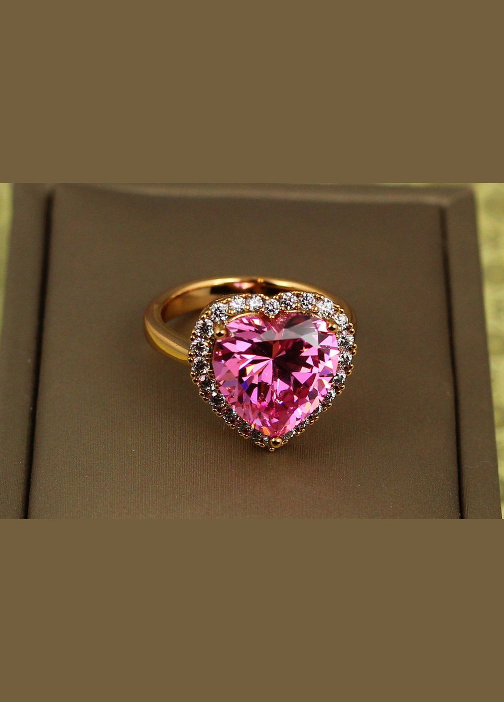 Кільце серце океану з рожевим каменем 1,6 см р 16 золотисте Xuping Jewelry (316607031)