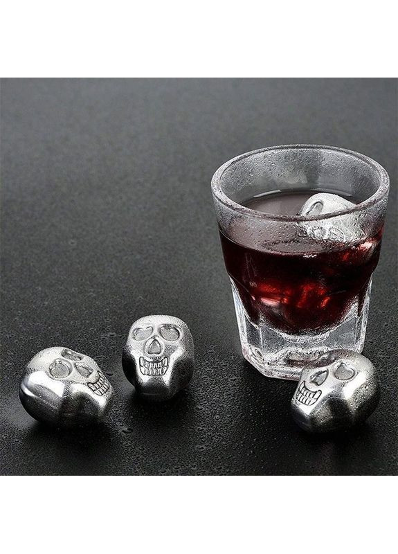 Набор из 6 камней в оригинальной форме черепа – кубики льда для охлаждения напитков + щипцы No Brand (325216345)