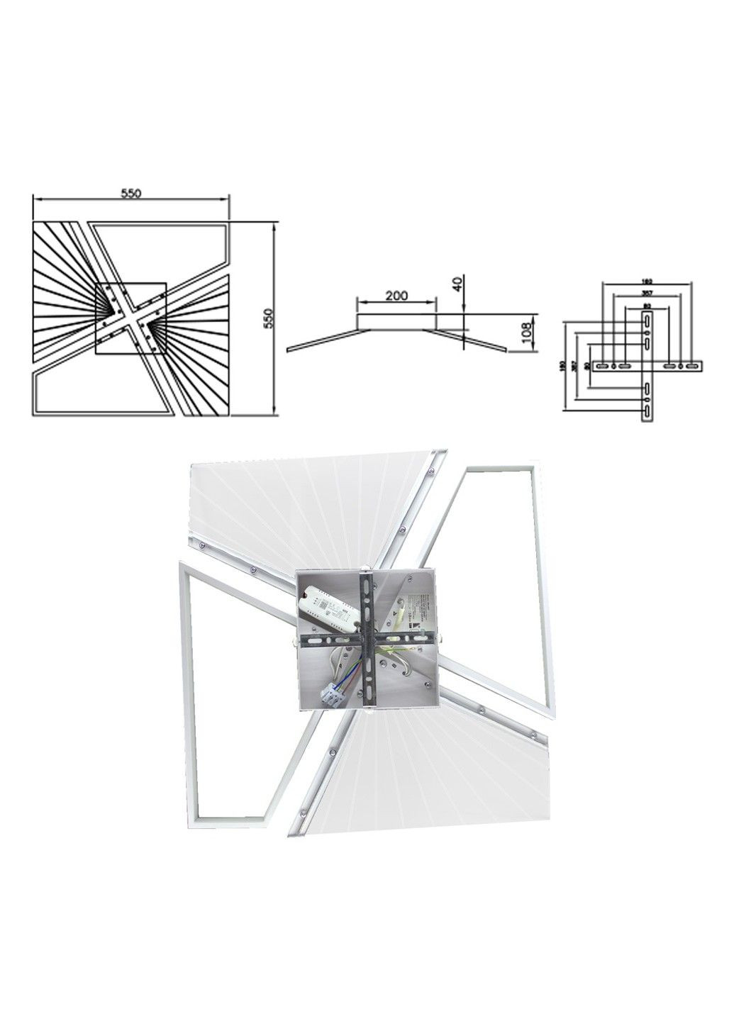 Керована світлодіодна люстра GALAXY 80W 4Q SMART 550x550x108-WHITE-220-IP20 ESLLSE (303422678)