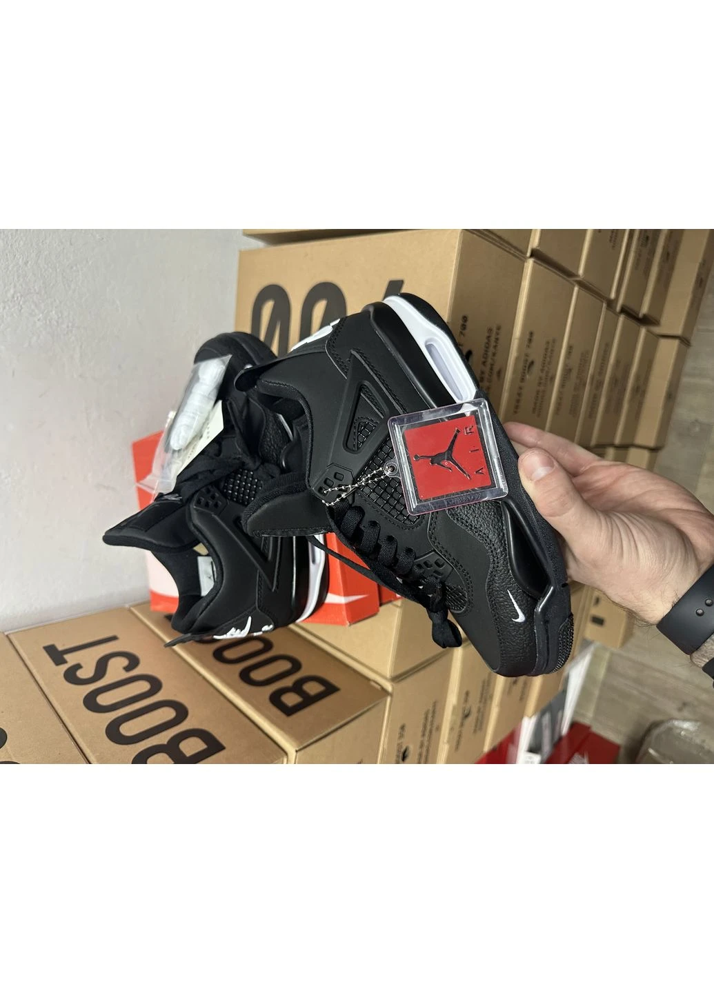 Черные демисезонные кроссовки мужские nike air jordan 4 x bike black найк аир джордан черные No Brand