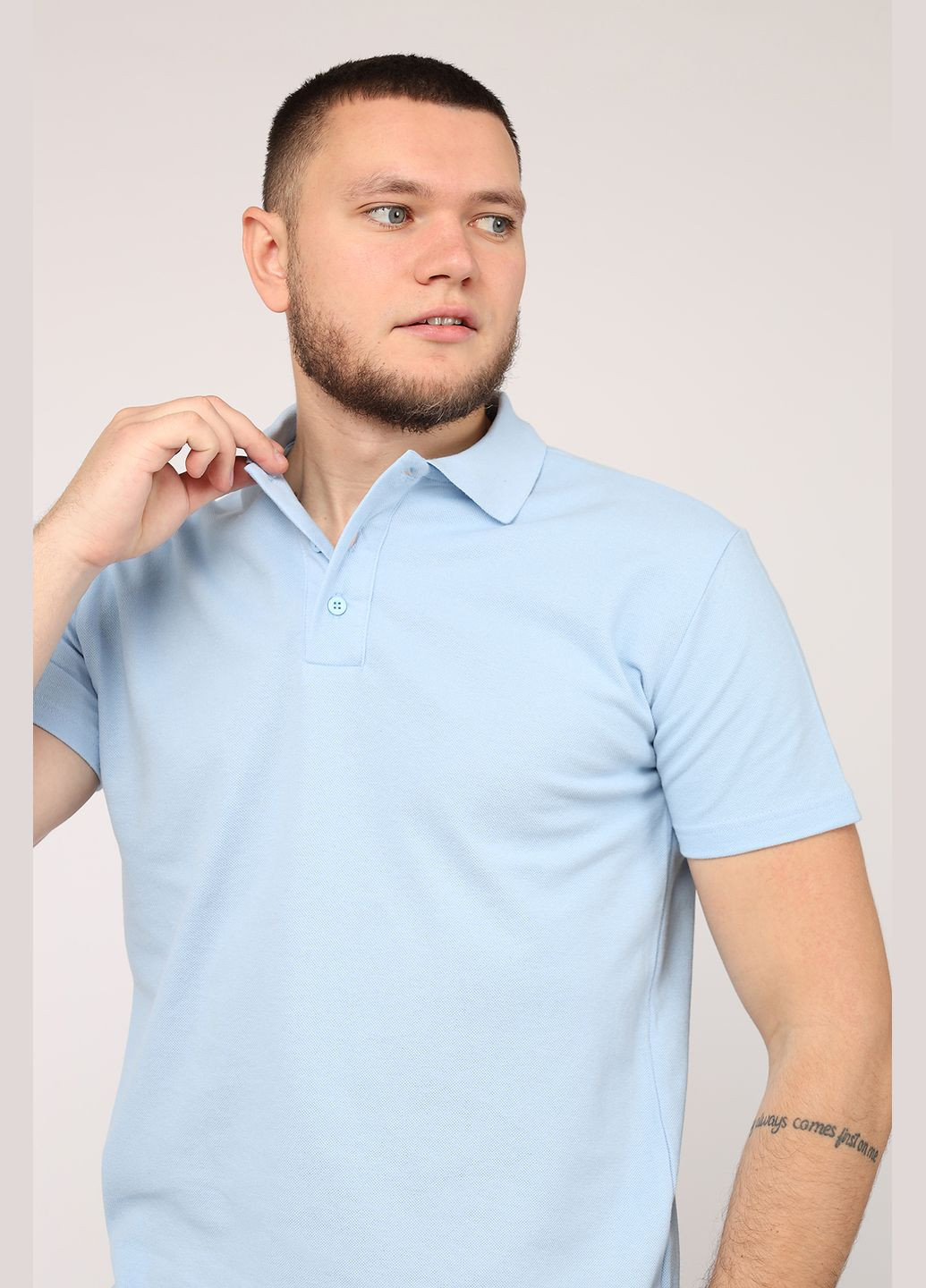 Футболка поло чоловіча колір блакитний ЦБ-00276186 Yuki (333426975)
