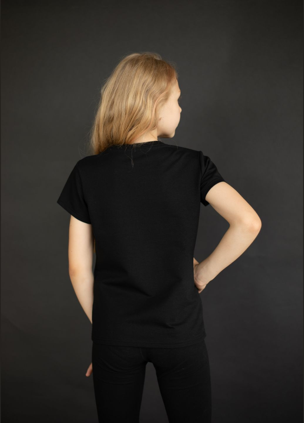 Черная летняя футболка детская "black&white" из двунитки чона No Brand