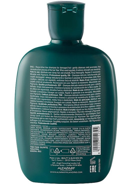 Шампунь для поврежденных волос Milano Semi Di Lino Reconstruction Reparative Low Shampoo 1000ml (615253-64620) Alfaparf (368638433)