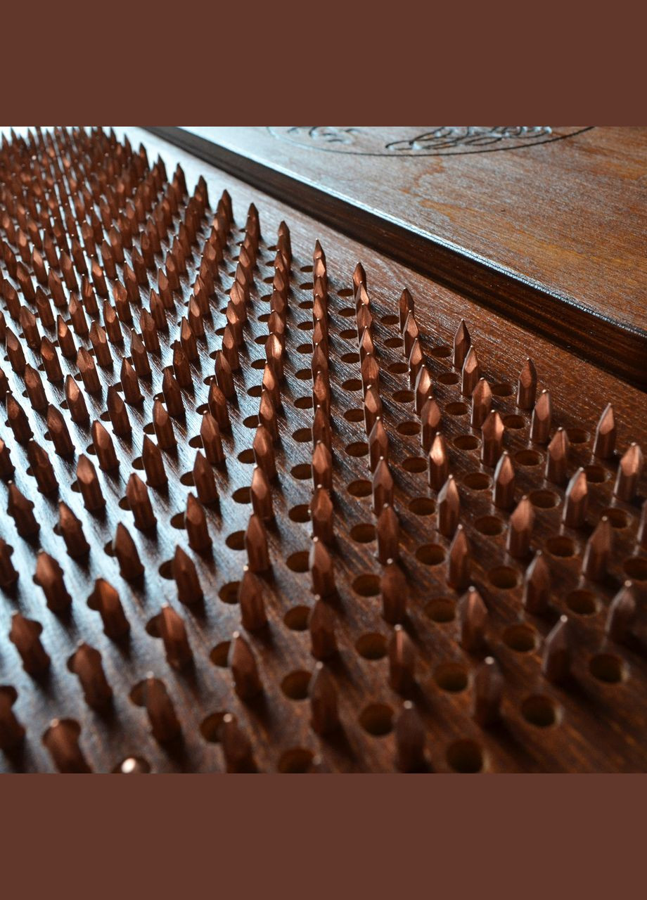 Доска Садху (медь) "Дерево жизни", доска с медными гвоздями для йоги, шаг 10мм. Доска для стоянки на гвоздях. No Brand (301482860)