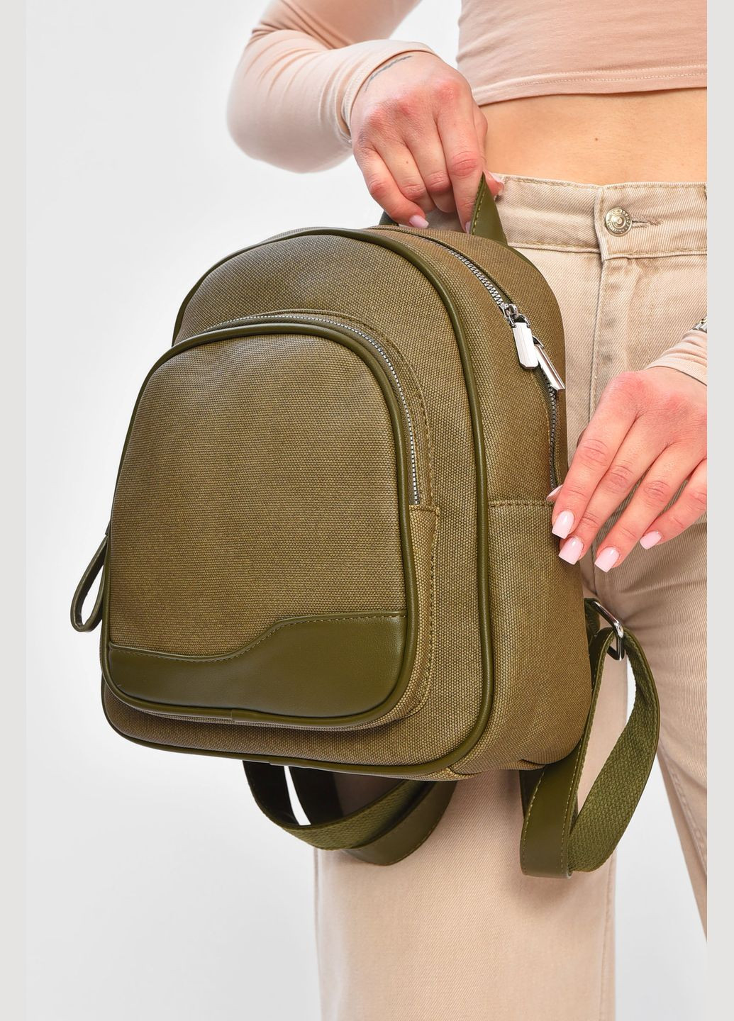 Рюкзак жіночий з екошкіри зеленого кольору Let's Shop (331600771)