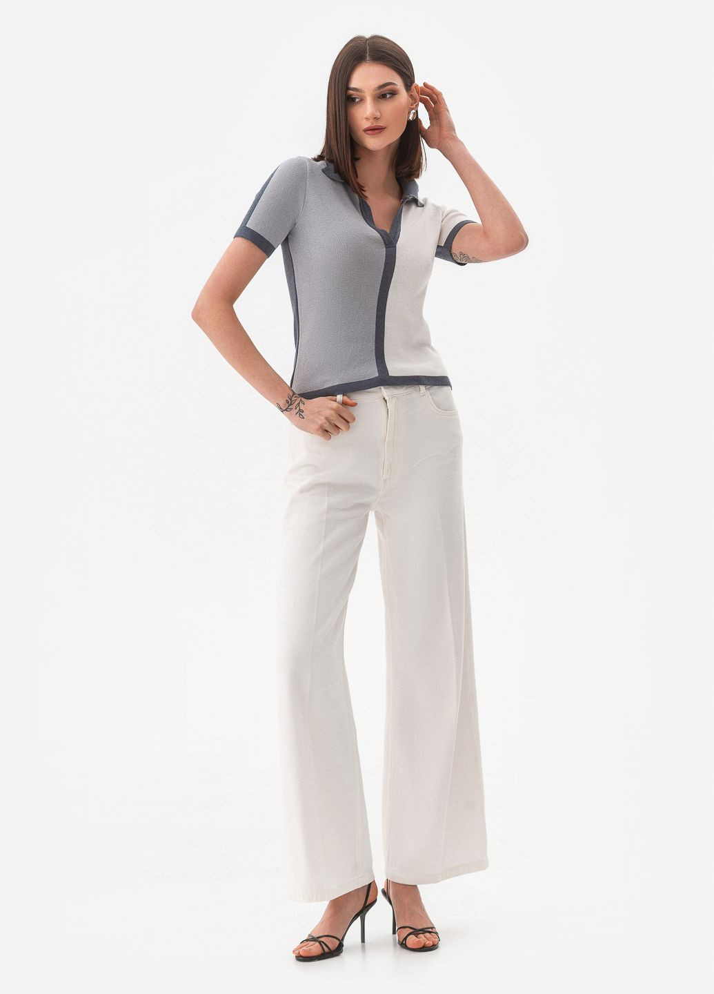 Серый женский тонкий цветной «поло» SVTR