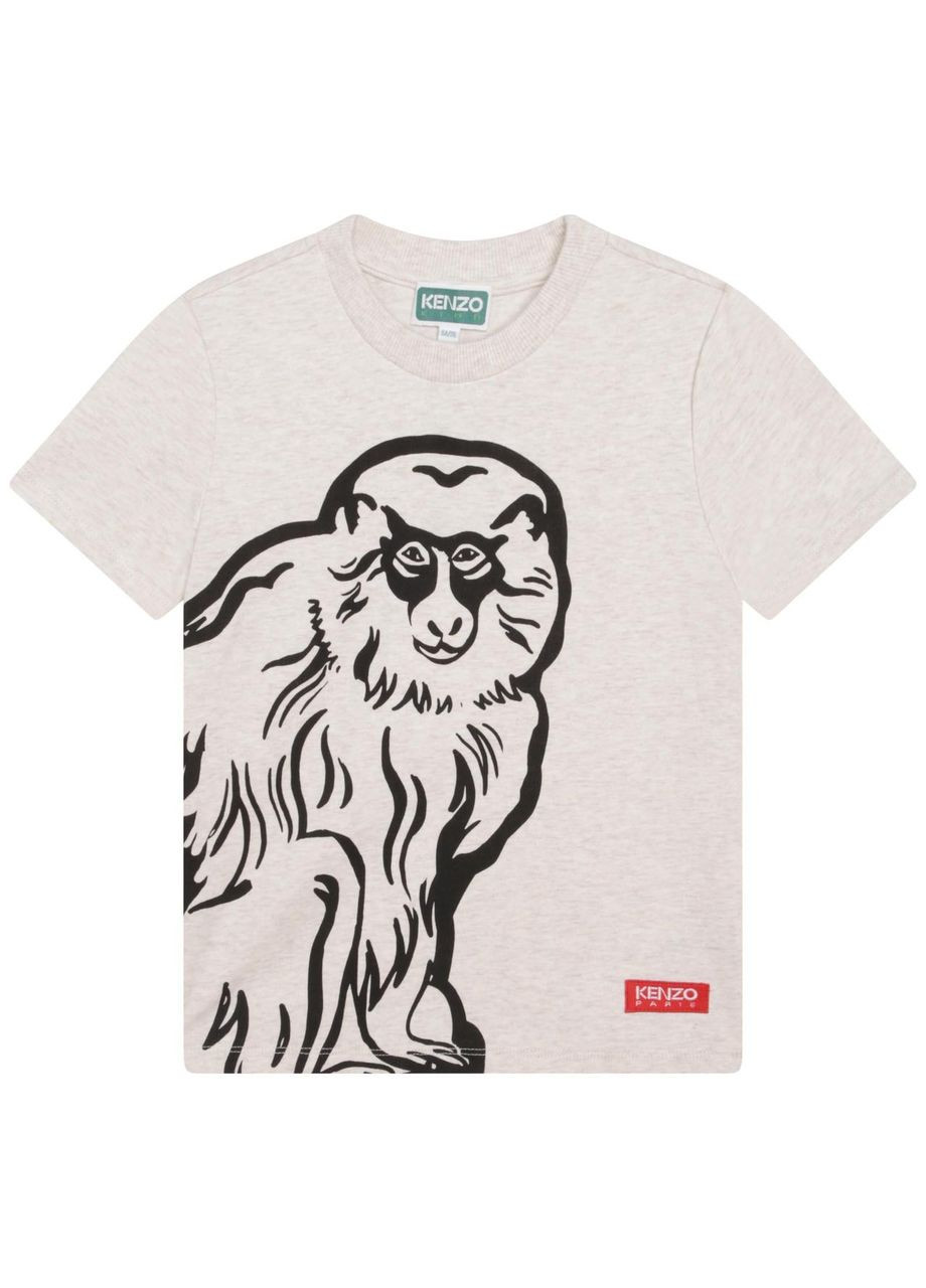 Бежева демісезонна футболка, арт. 25792, мавпа, 152 см, 12 років Kenzo